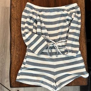 Pink lily striped romper